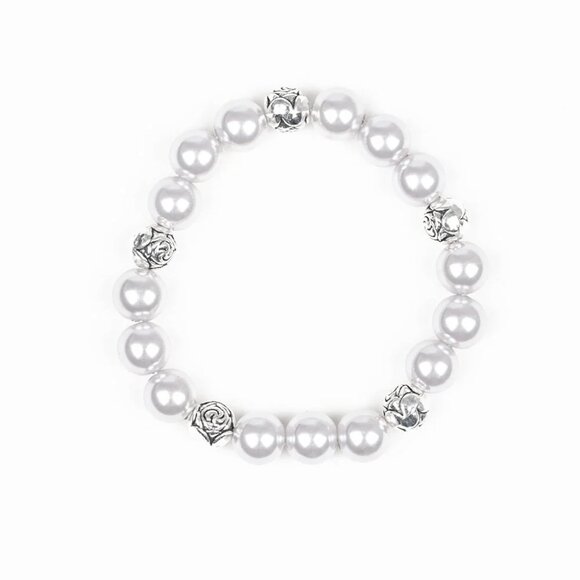 Paparazzi Jewelry Accessories - Rosy Radiance - Silver Bracelet - Vintage - Picture 2 of 4